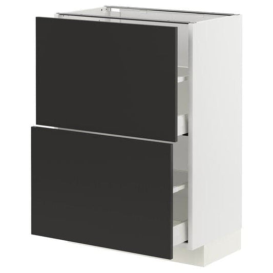 Ikea METOD / MAXIMERA - Base cabinet with 2 drawers, white/Nickebo matt anthracite , 60x37 cm