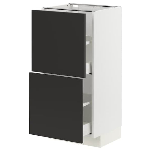METOD / MAXIMERA - Base cabinet with 2 drawers, white/Nickebo matt anthracite , 40x37 cm