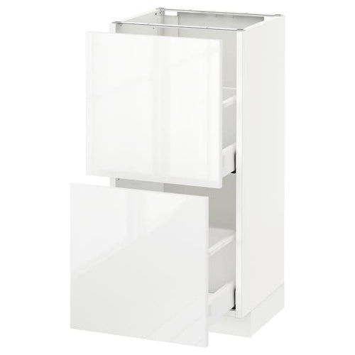 METOD / MAXIMERA - Base cabinet with 2 drawers, white/Ringhult white, 40x37 cm