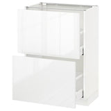 METOD / MAXIMERA base cabinet with 2 drawers, white/Ringhult white, 60x37 cm