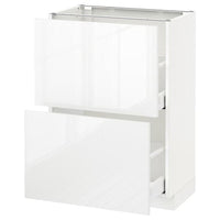 METOD / MAXIMERA - Base cabinet with 2 drawers, white/Ringhult white, 60x37 cm - best price from Maltashopper.com 69113189