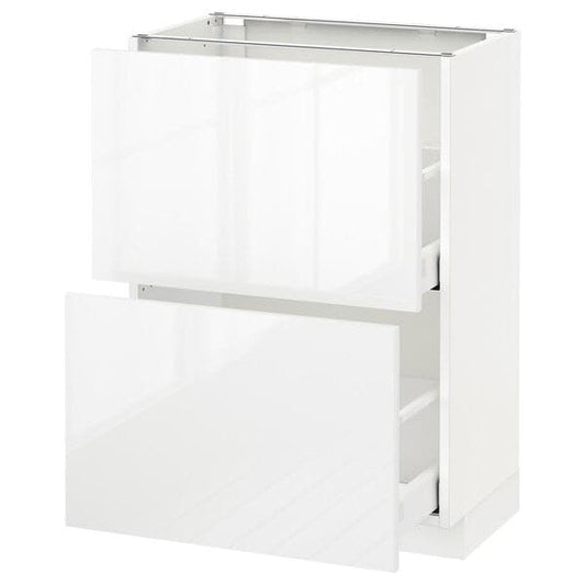 Ikea METOD / MAXIMERA - Base cabinet with 2 drawers, white/Ringhult white, 60x37 cm