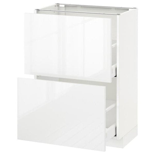 METOD / MAXIMERA - Base cabinet with 2 drawers, white/Ringhult white, 60x37 cm