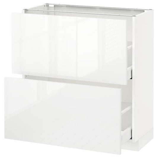Ikea METOD / MAXIMERA - Base cabinet with 2 drawers, white/Ringhult white, 80x37 cm