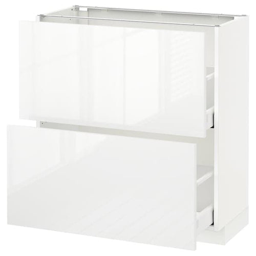 METOD / MAXIMERA base cabinet with 2 drawers, white/Ringhult white, 80x37 cm