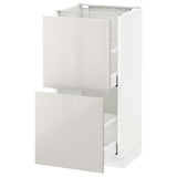 METOD / MAXIMERA base cabinet with 2 drawers, white/Ringhult light grey, 40x37 cm