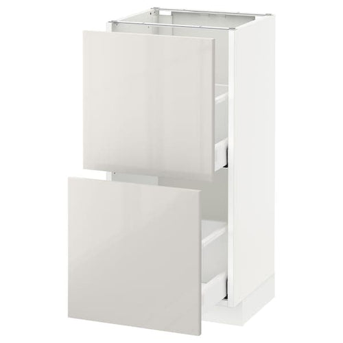 METOD / MAXIMERA - Base cabinet with 2 drawers, white/Ringhult light grey, 40x37 cm