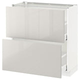 METOD / MAXIMERA base cabinet with 2 drawers, white/Ringhult light grey, 80x37 cm