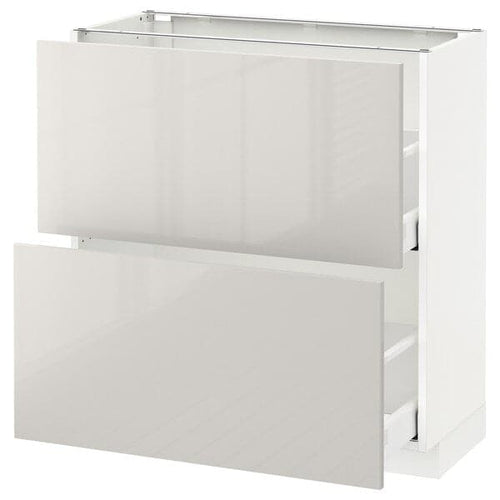 METOD / MAXIMERA - Base cabinet with 2 drawers, white/Ringhult light grey, 80x37 cm