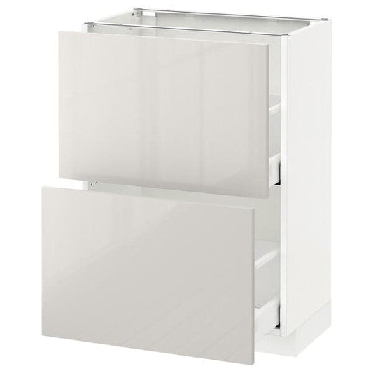 Ikea METOD / MAXIMERA - Base cabinet with 2 drawers, white/Ringhult light grey , 60x37 cm