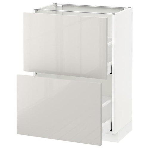 METOD / MAXIMERA - Base cabinet with 2 drawers, white/Ringhult light grey , 60x37 cm