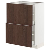 METOD / MAXIMERA base cabinet with 2 drawers, white/Sinarp brown, 60x37 cm