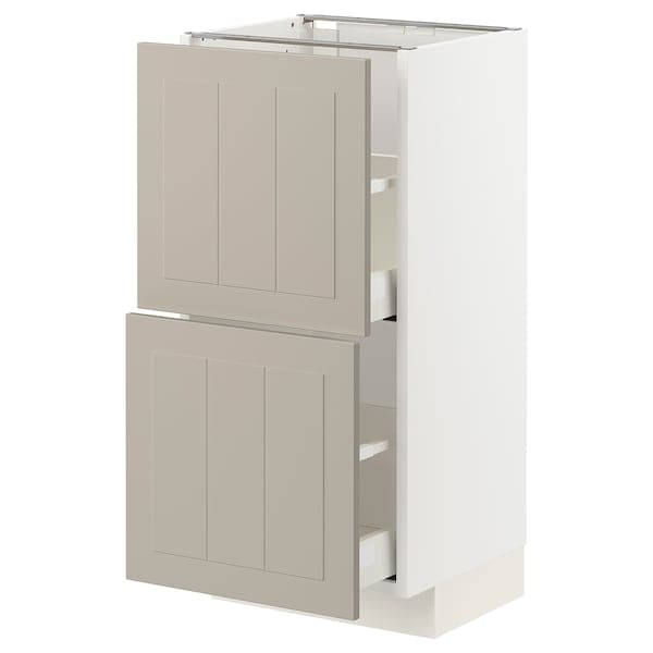 METOD / MAXIMERA - METOD / MAXIMERA Base cabinet with 2 drawers, white/Stensund beige, 40x37 cm