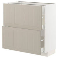 METOD / MAXIMERA - Base cabinet with 2 drawers, white/Stensund beige, 80x37 cm - best price from Maltashopper.com 19408141