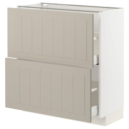 Ikea METOD / MAXIMERA - Base cabinet with 2 drawers, white/Stensund beige, 80x37 cm