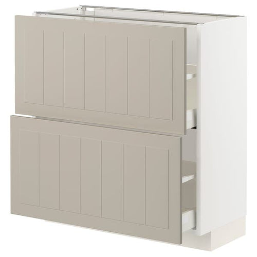 METOD / MAXIMERA - Base cabinet with 2 drawers, white/Stensund beige, 80x37 cm