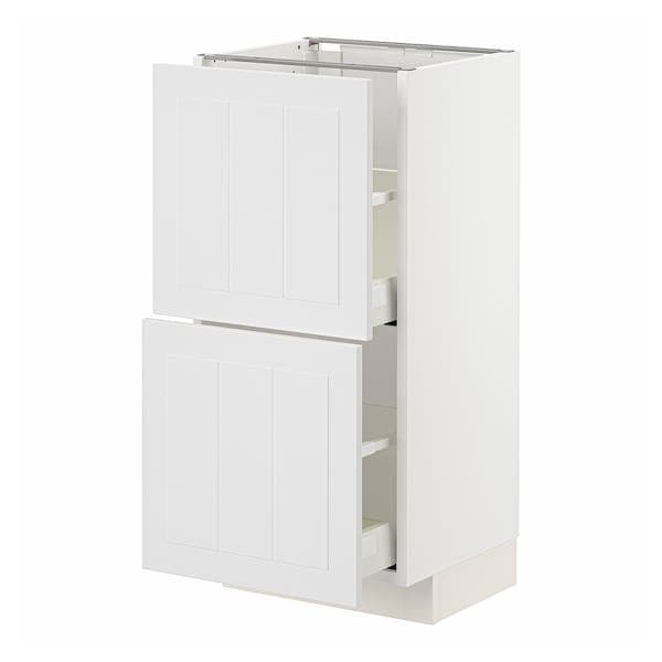 METOD / MAXIMERA - Base cabinet with 2 drawers, white/Stensund white , 40x37 cm - best price from Maltashopper.com 59409624