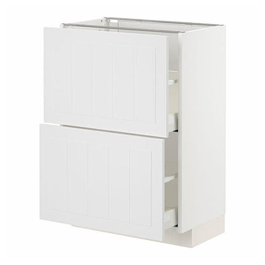 METOD / MAXIMERA - Base cabinet with 2 drawers, white/Stensund white, 60x37 cm - best price from Maltashopper.com 09409626