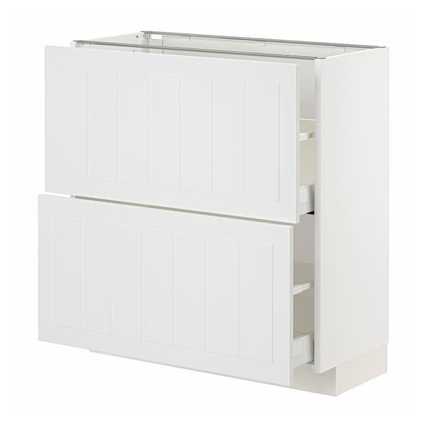 Ikea METOD / MAXIMERA - Base cabinet with 2 drawers, white/Stensund white, 80x37 cm