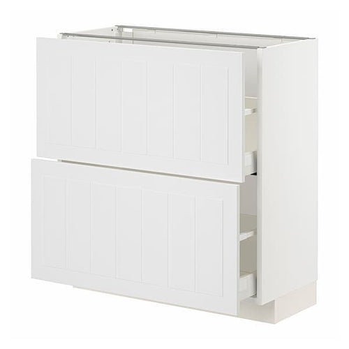 METOD / MAXIMERA - Base cabinet with 2 drawers, white/Stensund white, 80x37 cm