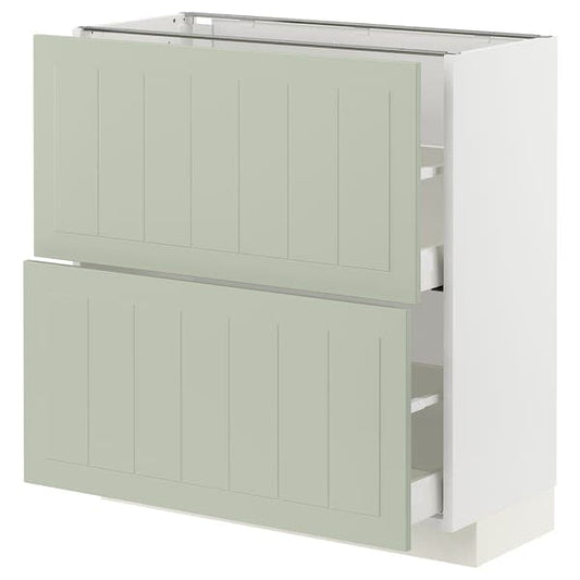 Ikea METOD / MAXIMERA - Base cabinet with 2 drawers, white/Stensund light green, 80x37 cm
