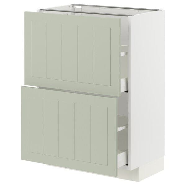 METOD / MAXIMERA - Base cabinet with 2 drawers, white/Stensund light green, 60x37 cm - best price from Maltashopper.com 89486611