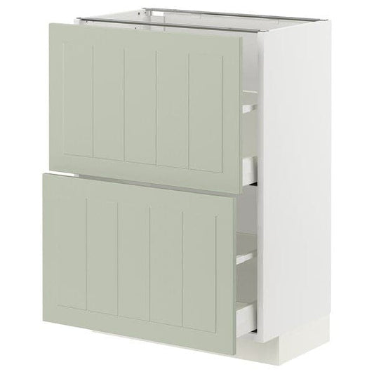 Ikea METOD / MAXIMERA - Base cabinet with 2 drawers, white/Stensund light green, 60x37 cm