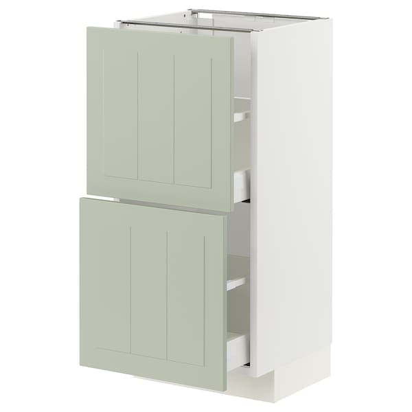 Ikea METOD / MAXIMERA - Base cabinet with 2 drawers, white/Stensund light green, 40x37 cm