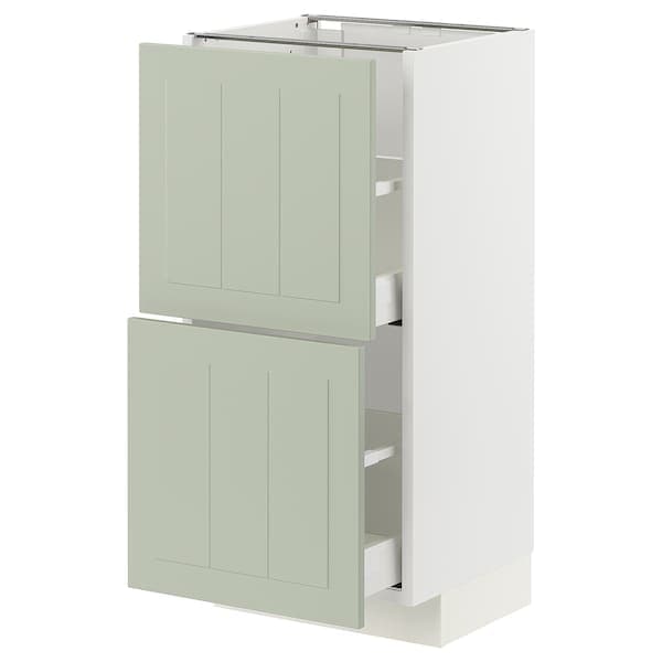 METOD / MAXIMERA - Base cabinet with 2 drawers, white/Stensund light green, 40x37 cm