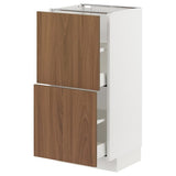 METOD / MAXIMERA base cabinet with 2 drawers, white/Tistorp brown walnut effect, 40x37 cm