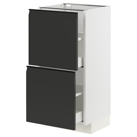Ikea METOD / MAXIMERA - Base cabinet with 2 drawers, white/Upplöv matt anthracite , 40x37 cm