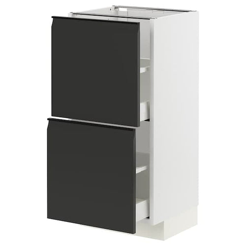 METOD / MAXIMERA - Base cabinet with 2 drawers, white/Upplöv matt anthracite , 40x37 cm