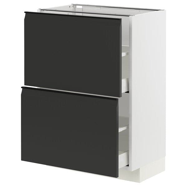 Ikea METOD / MAXIMERA - Base cabinet with 2 drawers, white/Upplöv matt anthracite