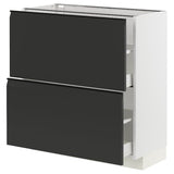 METOD / MAXIMERA base cabinet with 2 drawers, white/Upplöv matt anthracite, 80x37 cm