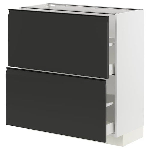 METOD / MAXIMERA - Base cabinet with 2 drawers, white/Upplöv matt anthracite, 80x37 cm