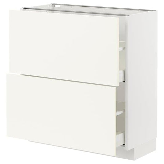 Ikea METOD / MAXIMERA - Base cabinet with 2 drawers, white/Vallstena white, 80x37 cm