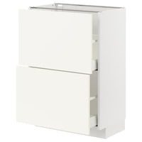 METOD / MAXIMERA - Base cabinet with 2 drawers, white/Vallstena white, 60x37 cm - best price from Maltashopper.com 29507008