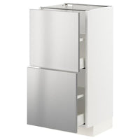 METOD / MAXIMERA - Base cabinet with 2 drawers, white/Vårsta stainless steel , 40x37 cm - best price from Maltashopper.com 69329957