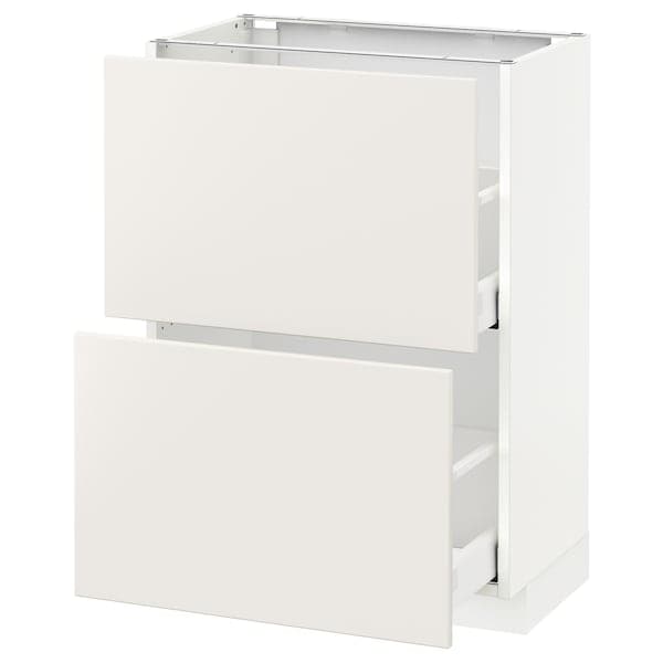 Ikea METOD / MAXIMERA - Base cabinet with 2 drawers, white/Veddinge white, 60x37 cm