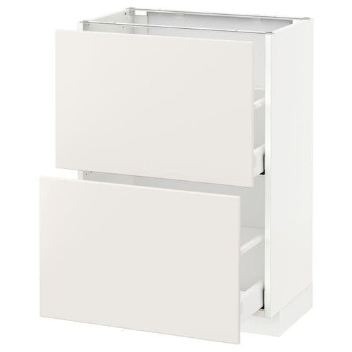 METOD / MAXIMERA - Base cabinet with 2 drawers, white/Veddinge white, 60x37 cm