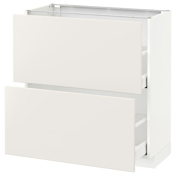 METOD / MAXIMERA - Base cabinet with 2 drawers, white/Veddinge white, 80x37 cm - best price from Maltashopper.com 19113196