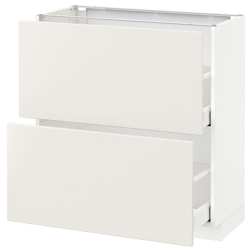 METOD / MAXIMERA - Base cabinet with 2 drawers, white/Veddinge white, 80x37 cm