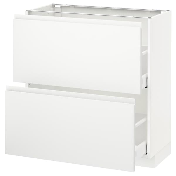 METOD / MAXIMERA - Base cabinet with 2 drawers, white/Voxtorp matt white, 80x37 cm - best price from Maltashopper.com 29130930