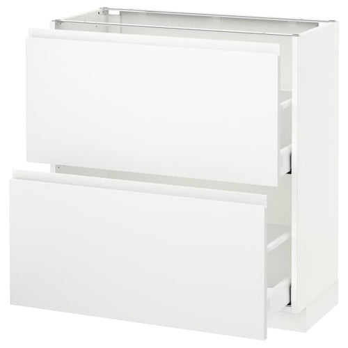 METOD / MAXIMERA - Base cabinet with 2 drawers, white/Voxtorp matt white, 80x37 cm