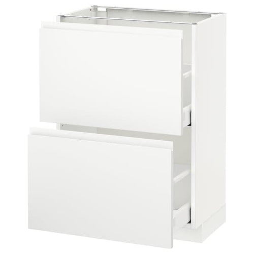METOD / MAXIMERA - Base cabinet with 2 drawers, white/Voxtorp matt white, 60x37 cm