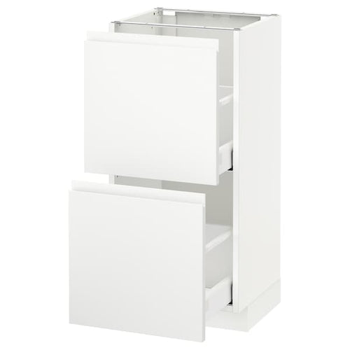 METOD / MAXIMERA base cabinet with 2 drawers, white/Voxtorp matt white, 40x37 cm