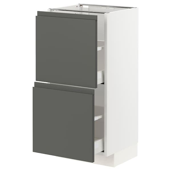 Ikea METOD / MAXIMERA - Base cabinet with 2 drawers, white/Voxtorp dark grey, 40x37 cm