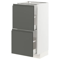 METOD / MAXIMERA - Base cabinet with 2 drawers, white/Voxtorp dark grey, 40x37 cm - best price from Maltashopper.com 19310309