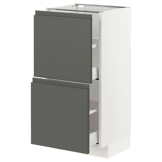 Ikea METOD / MAXIMERA - Base cabinet with 2 drawers, white/Voxtorp dark grey, 40x37 cm