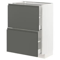 METOD / MAXIMERA - Base cabinet with 2 drawers, white/Voxtorp dark grey , 60x37 cm - best price from Maltashopper.com 19310314